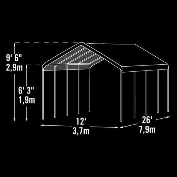 Super Max 12' x 26', 5-Rib Canopy, White alt 0