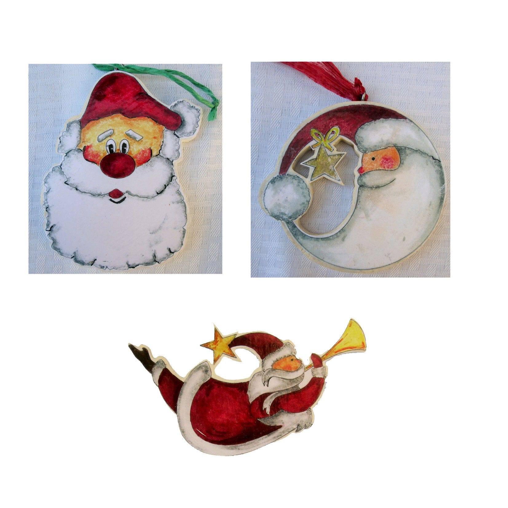 Three Santa Face Woodworking Pattern and Picture alt 0