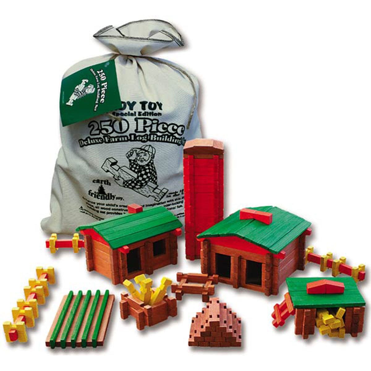 Roy Toy Deluxe 250 piece Farm Set Woodcraft