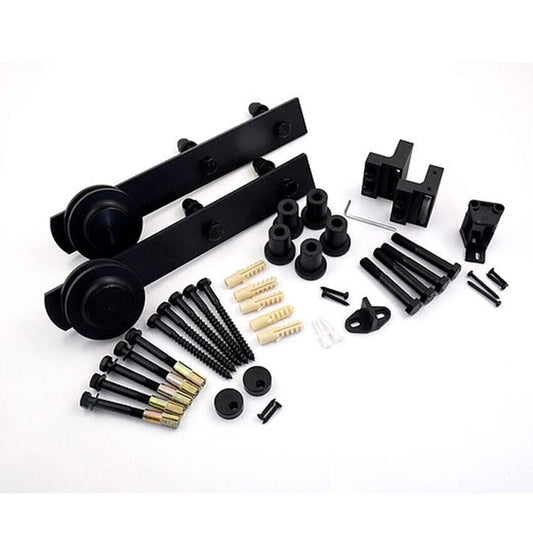 Barn Door Hardware Black Straight Strap 6'6" Rail alt 0