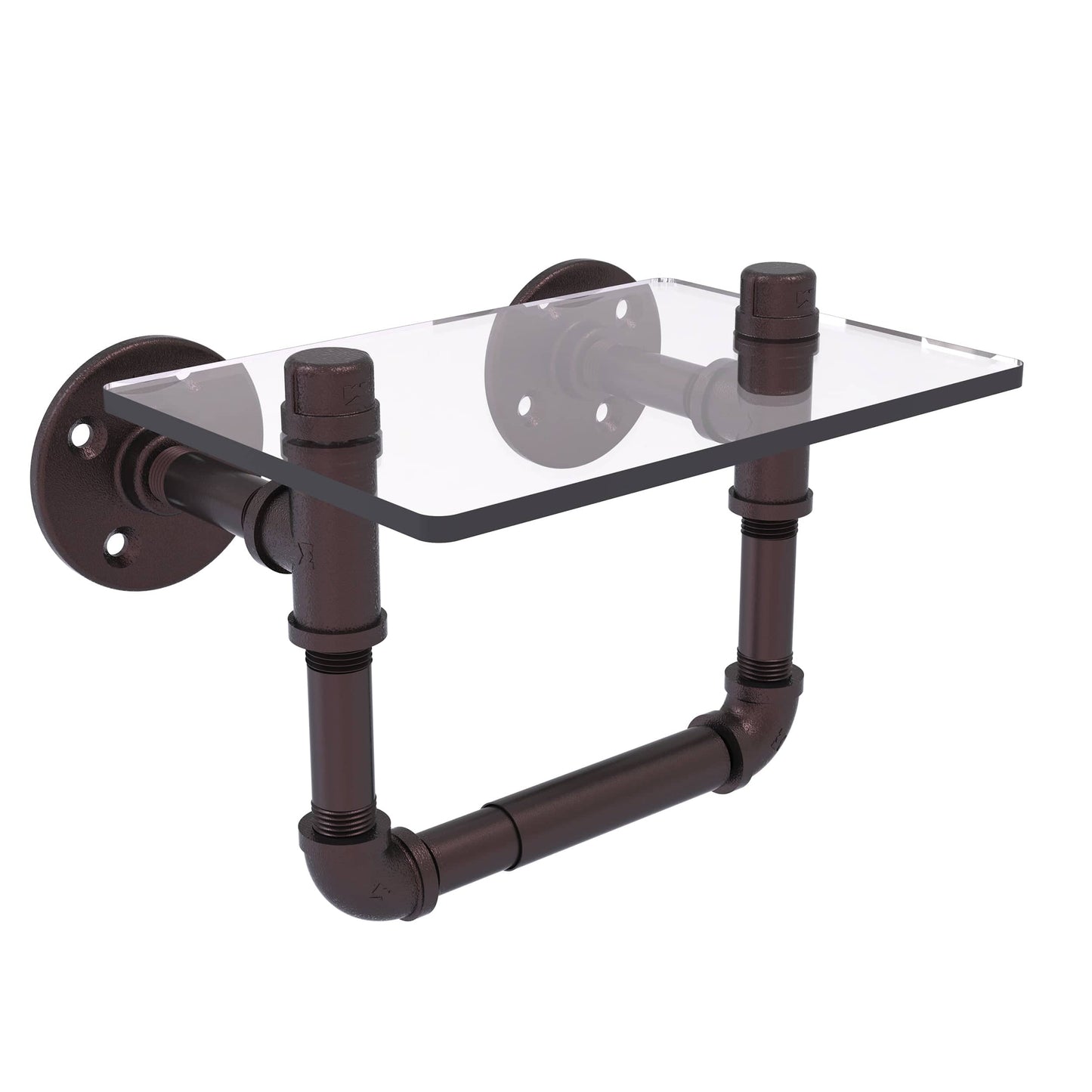 Toilet Tissue Holder with Glass Shelf, Antique Bronze Finish alt 0