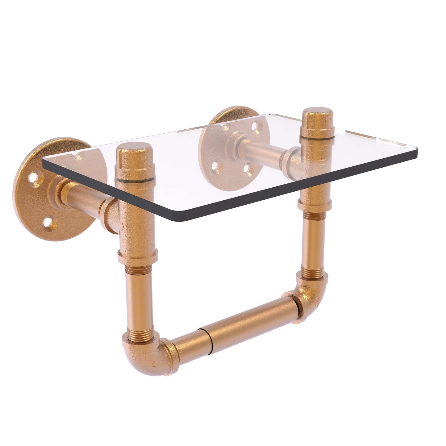 Toilet Tissue Holder with Glass Shelf, Brushed Bronze Finish alt 0
