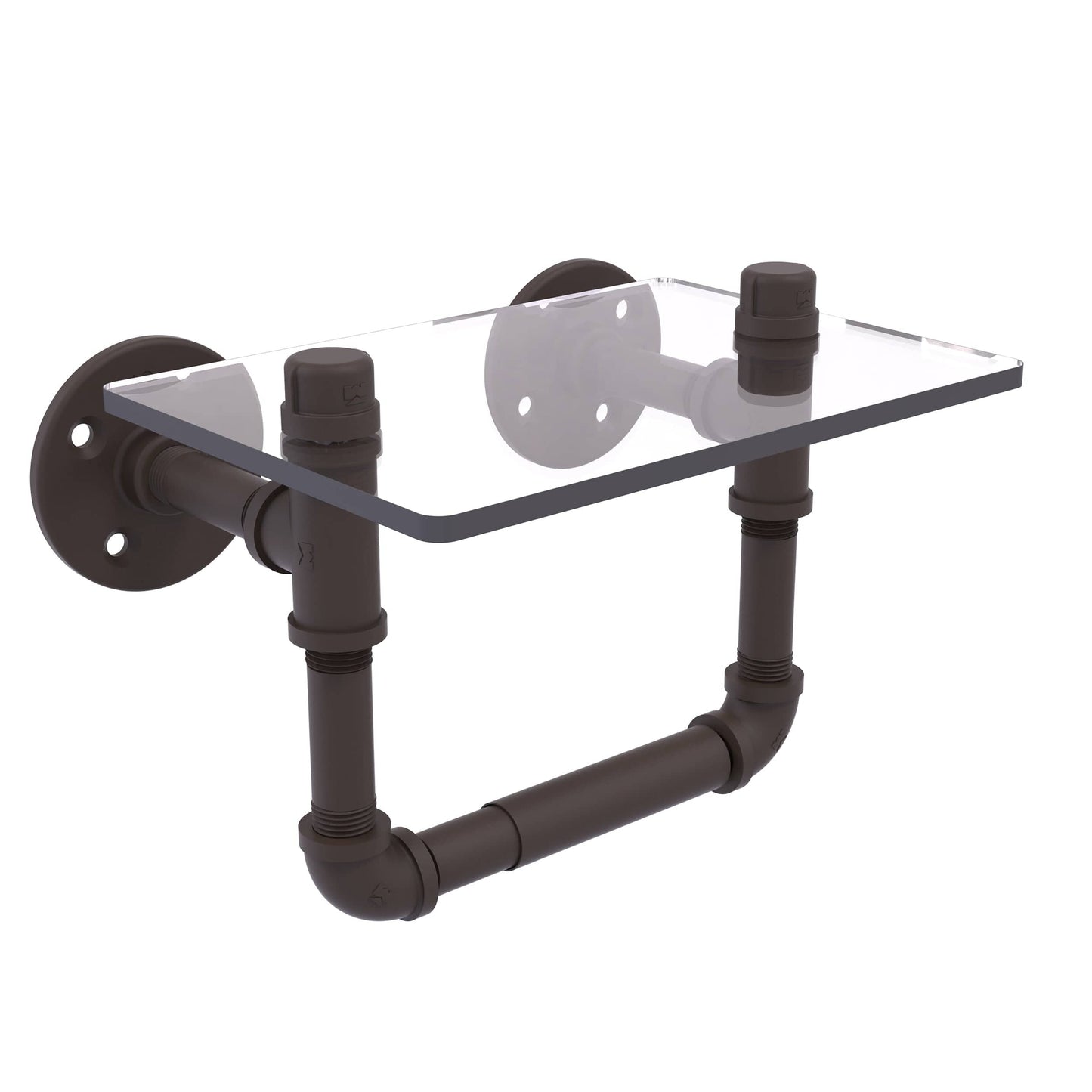 Toilet Tissue Holder with Glass Shelf, Oil Rubbed Bronze Finish alt 0