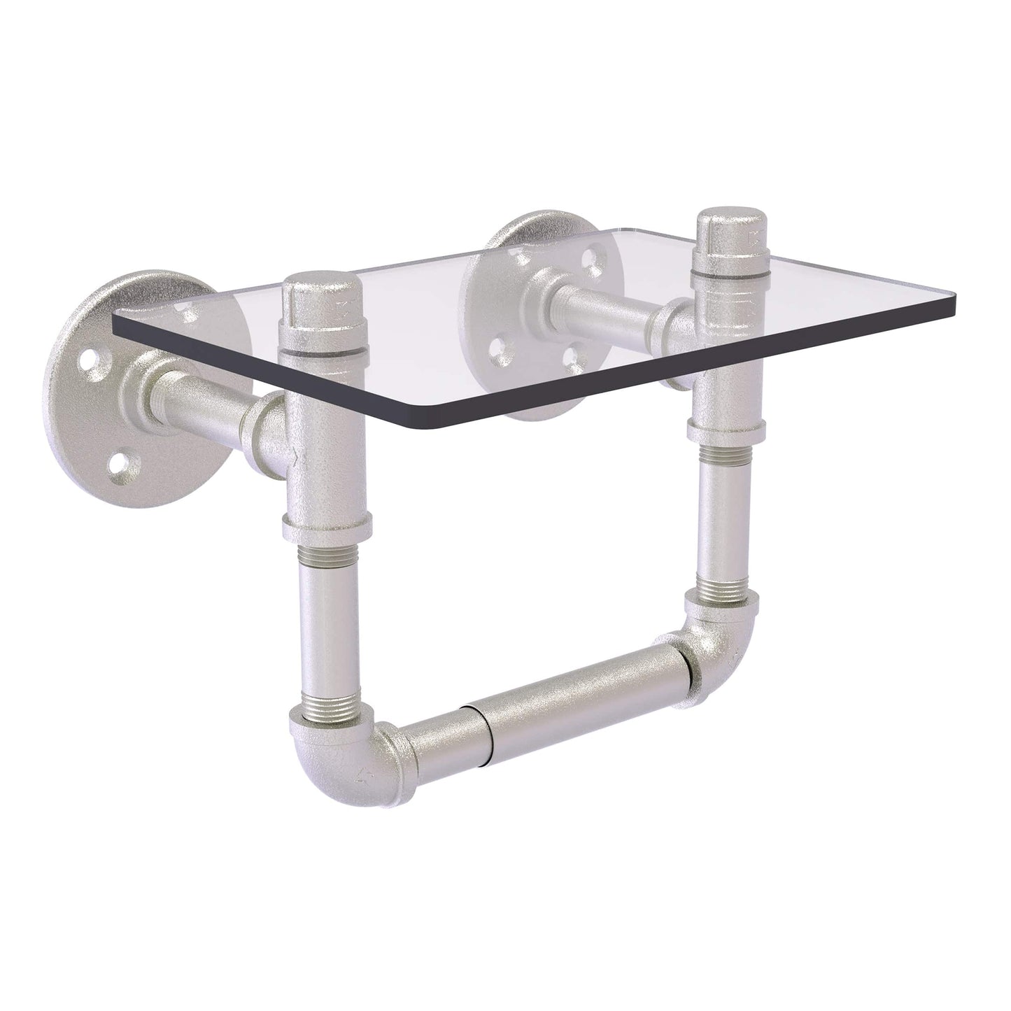 Toilet Tissue Holder with Glass Shelf, Satin Nickel Finish alt 0