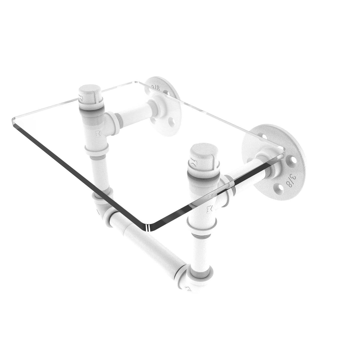 Toilet Tissue Holder with Glass Shelf, Matt White Finish alt 0