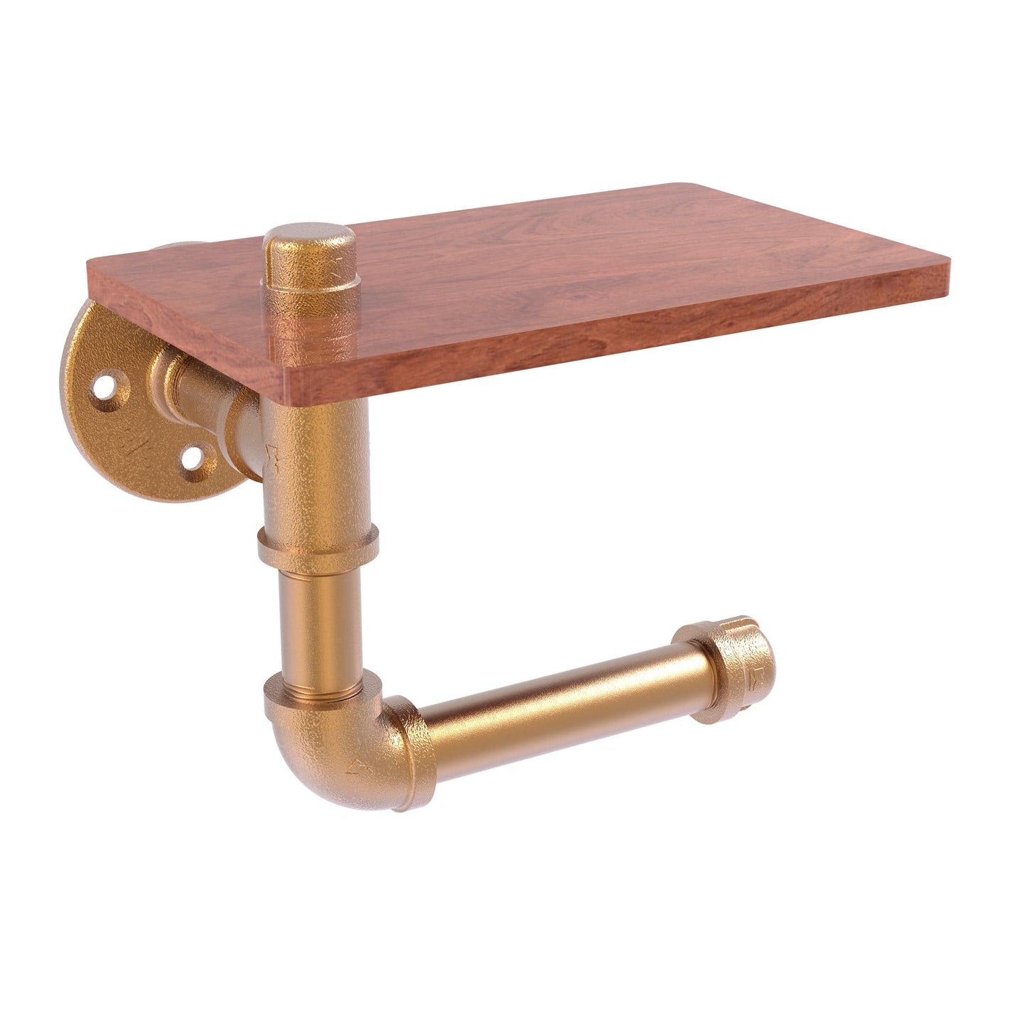 Toilet Paper Holder with Wood Shelf, Brushed Bronze Finish alt 0