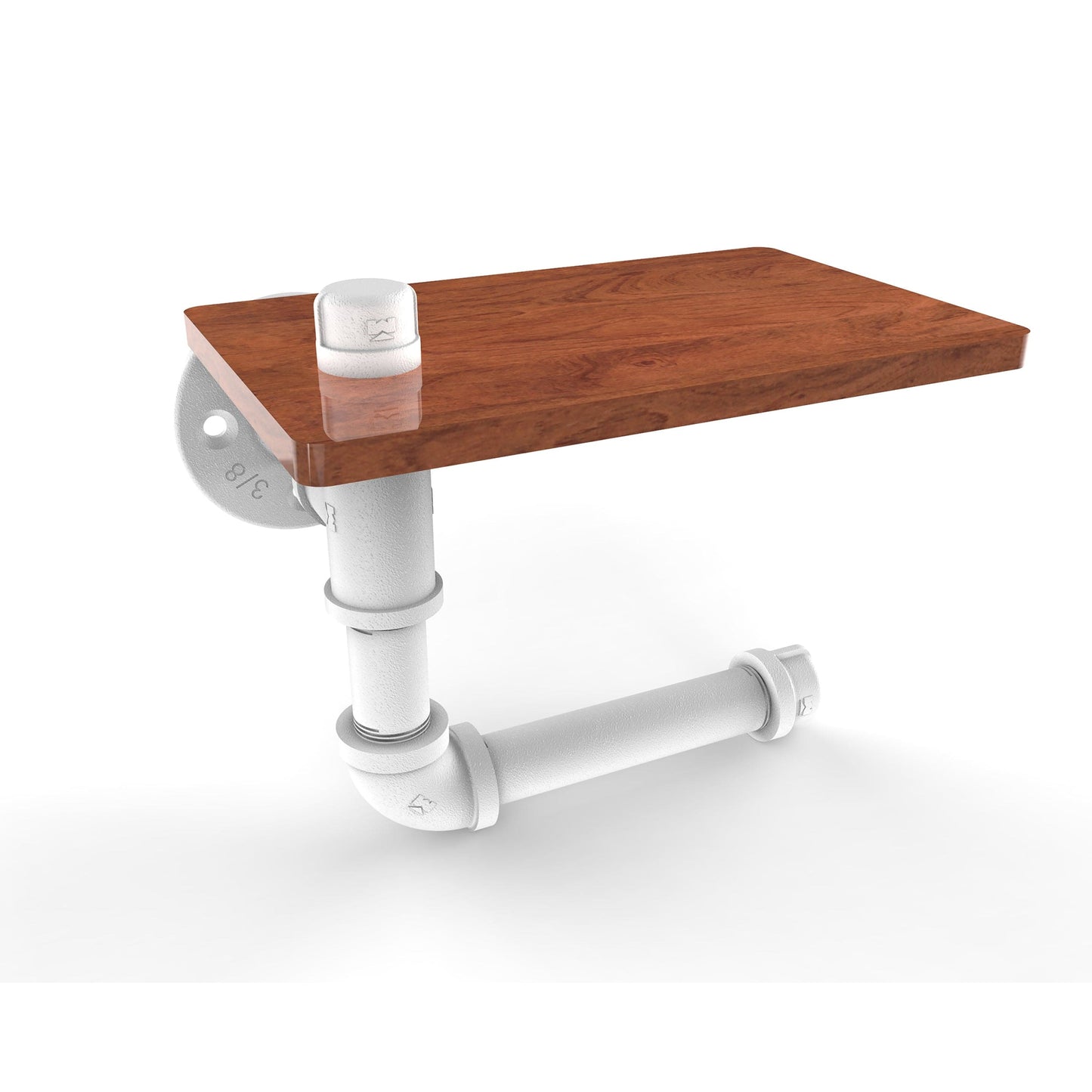 Toilet Paper Holder with Wood Shelf, Matt White Finish alt 0