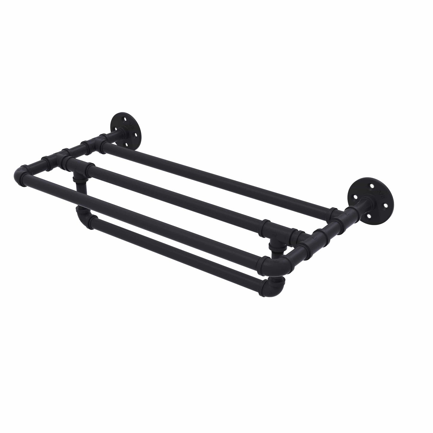36" Wall Mounted Towel Shelf with Towel Bar, Matt Black Finish alt 0