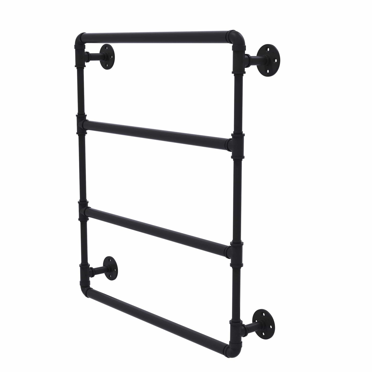 24" Wall Mounted Ladder Towel Bar, Matt Black Finish alt 0