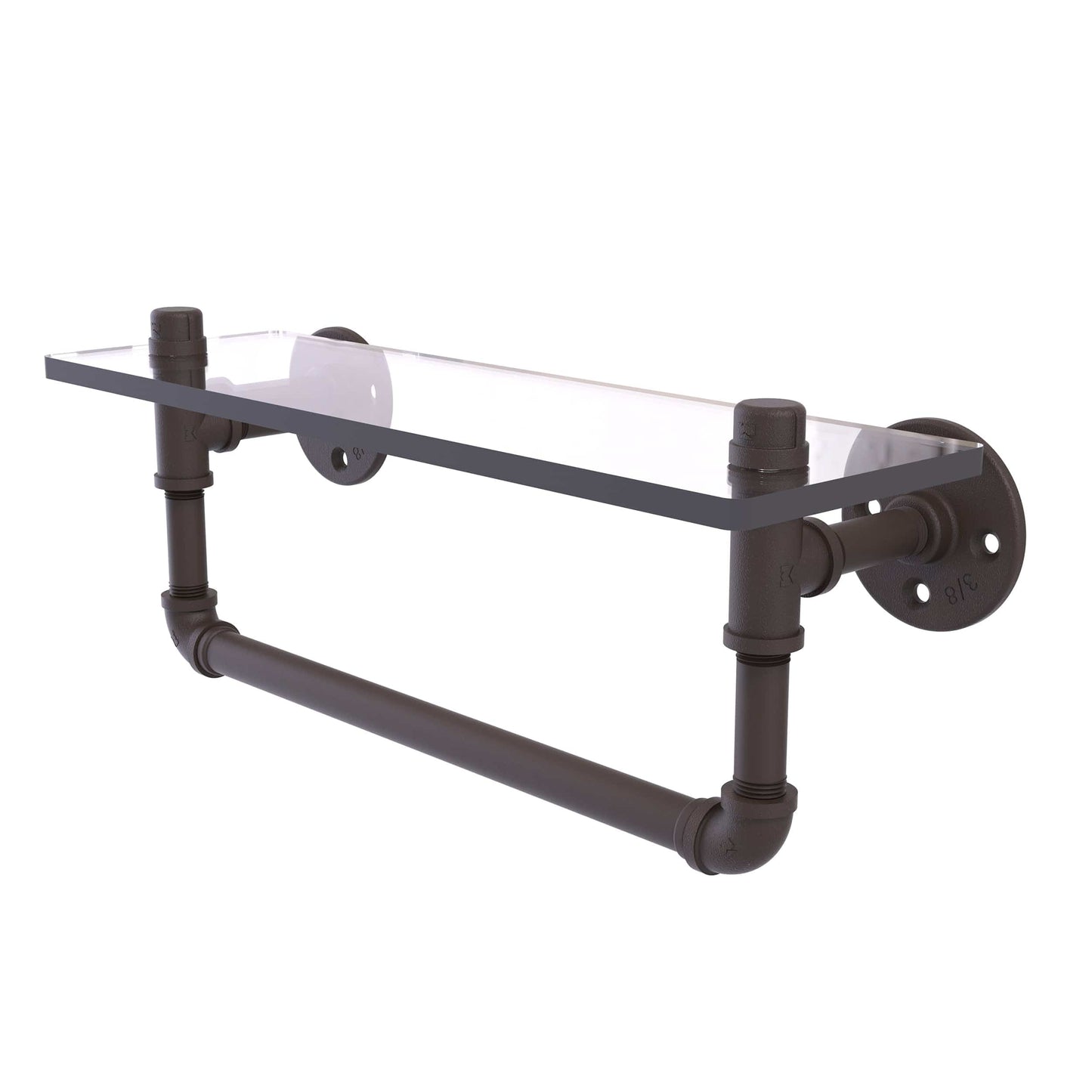 16" Glass Shelf with Towel Bar, Oil Rubbed Bronze Finish alt 0