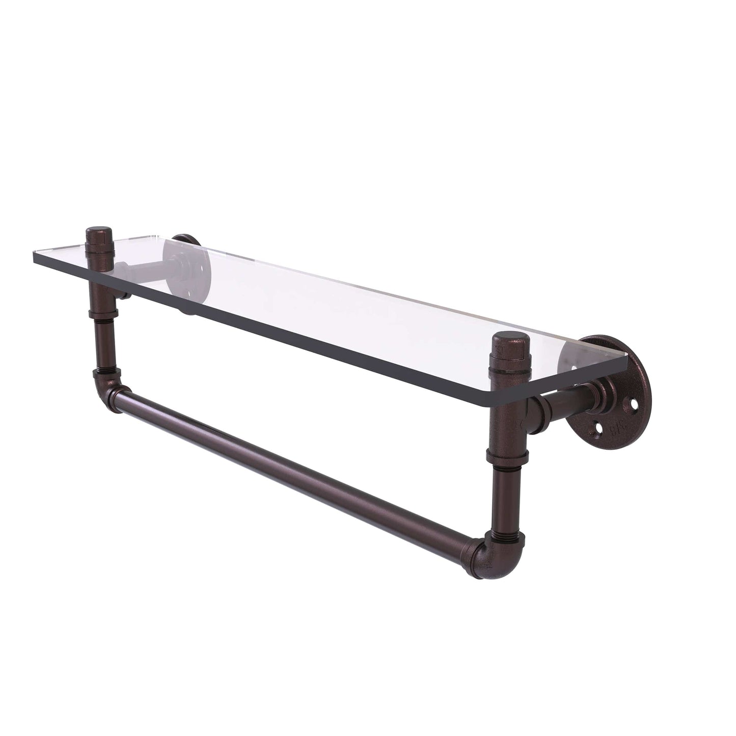 22" Glass Shelf with Towel Bar, Antique Bronze Finish alt 0
