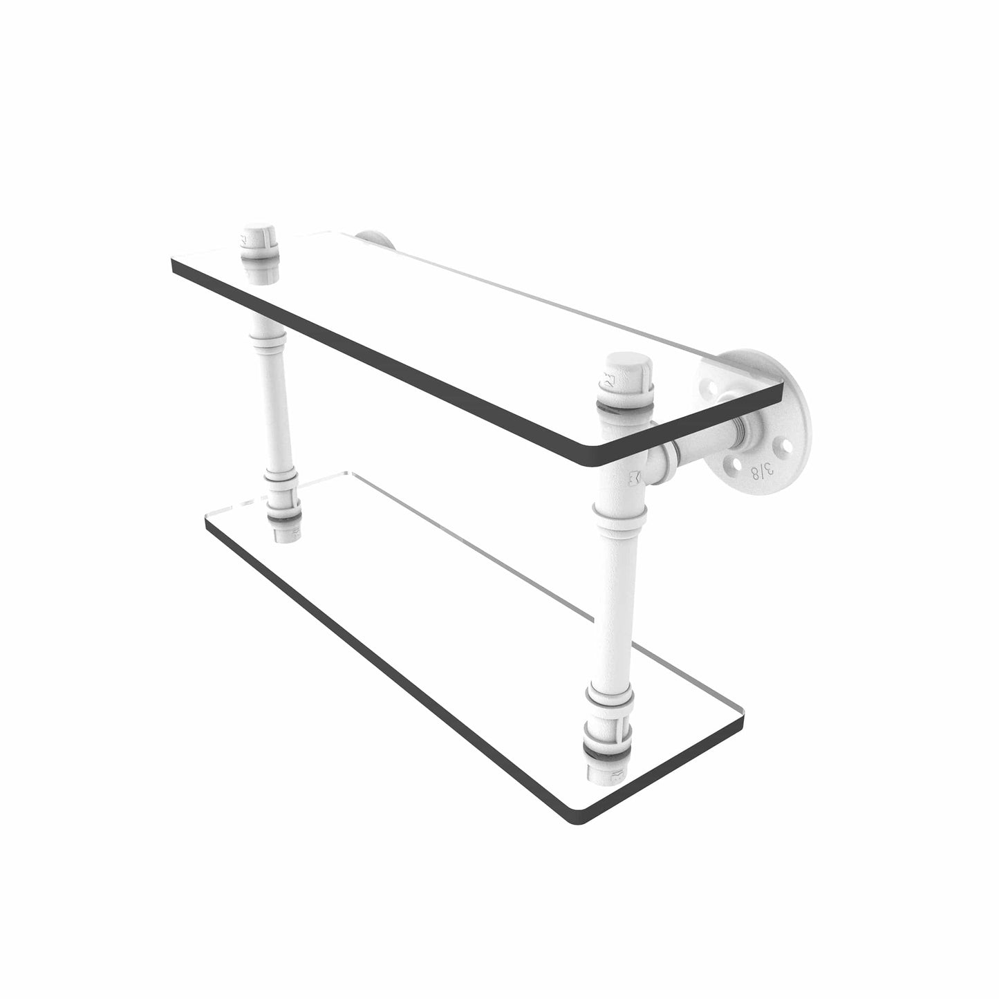 16" Double Glass Shelf, Matt White Finish alt 0