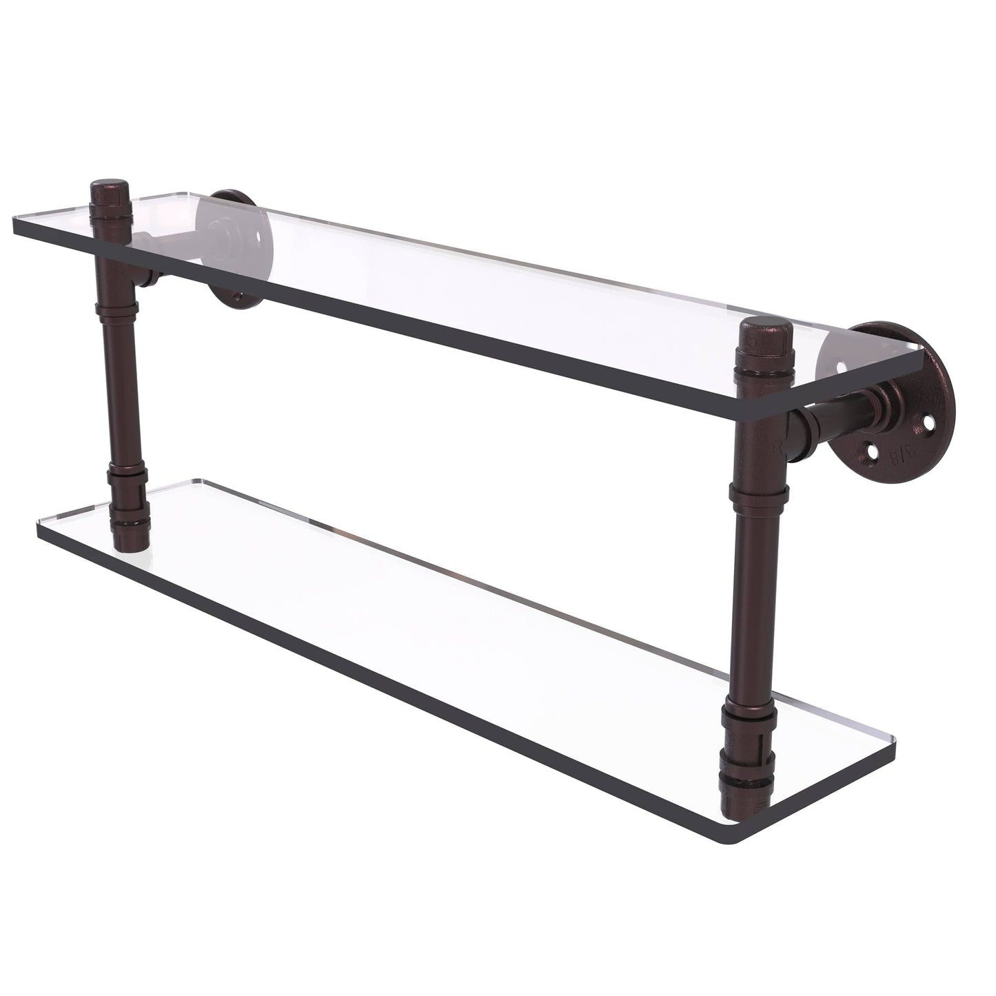 22" Double Glass Shelf, Antique Bronze Finish alt 0