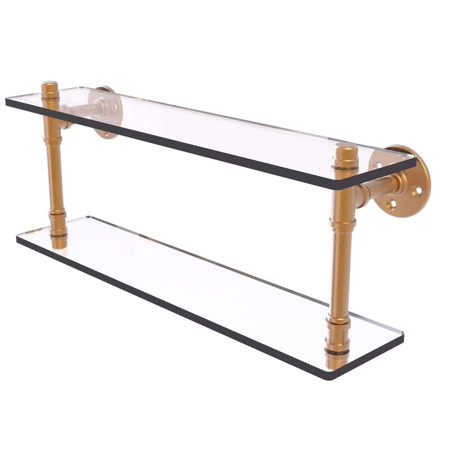22" Double Glass Shelf, Brushed Bronze Finish alt 0