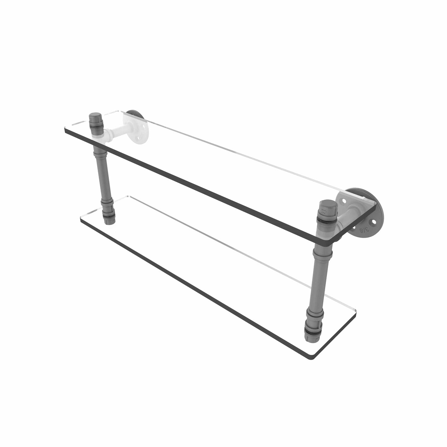 22" Double Glass Shelf, Matt Gray Finish alt 0