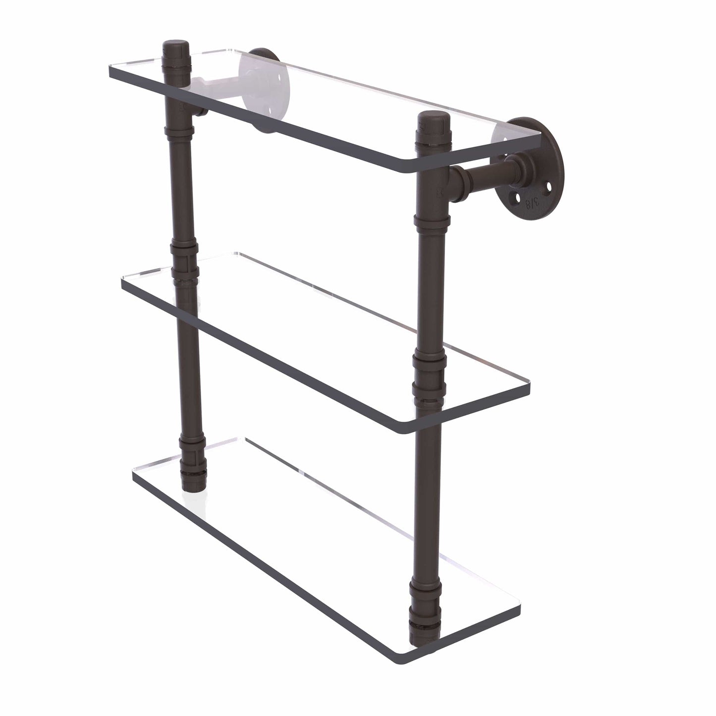 16" Triple Glass Shelf, Oil Rubbed Bronze Finish alt 0