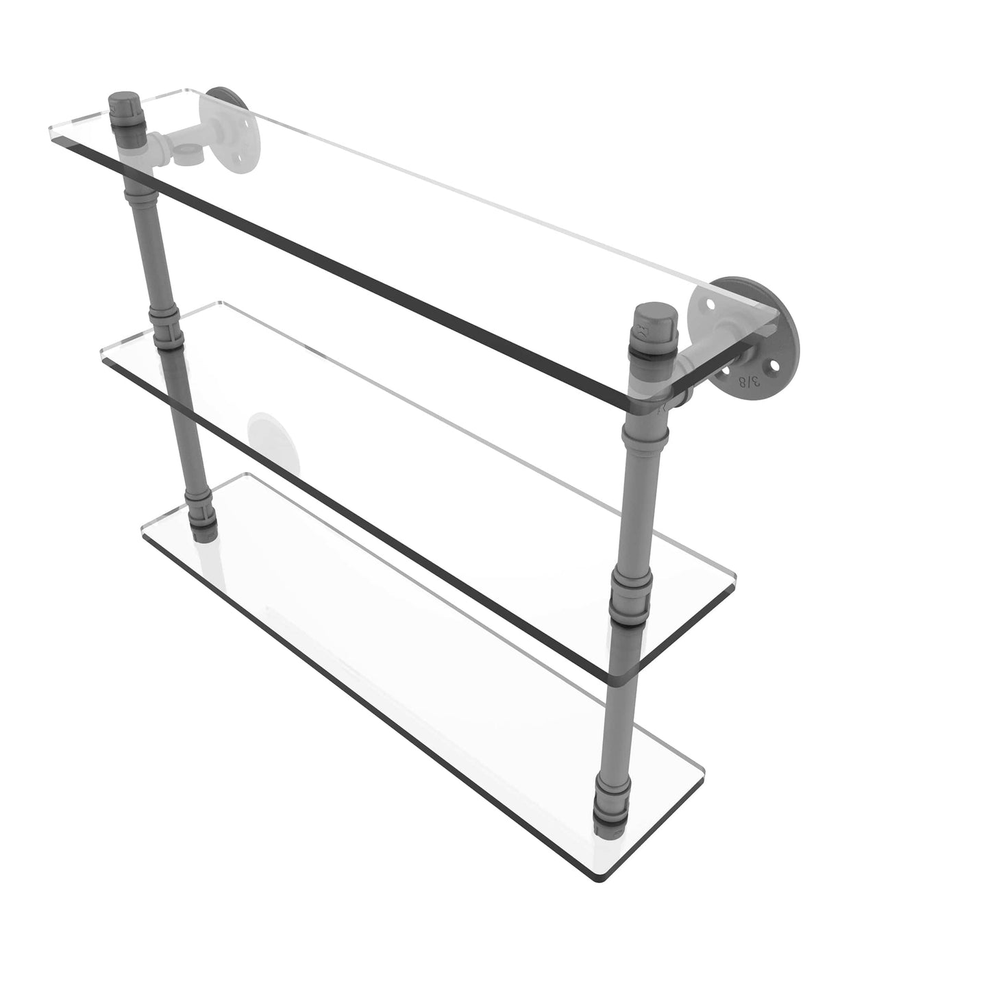 22" Triple Glass Shelf, Matt Gray Finish alt 0