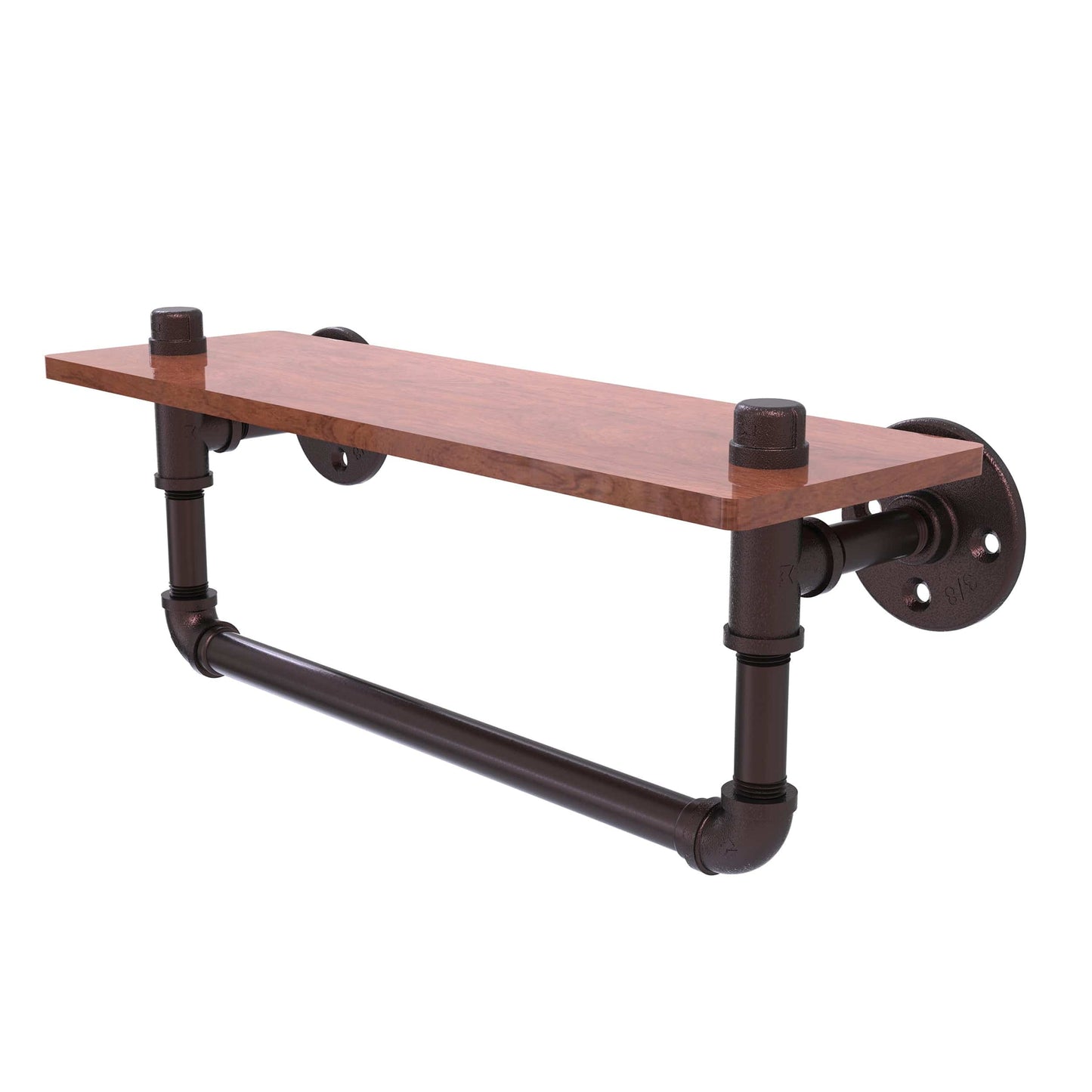 16" Ironwood Shelf with Towel Bar, Antique Bronze Finish alt 0