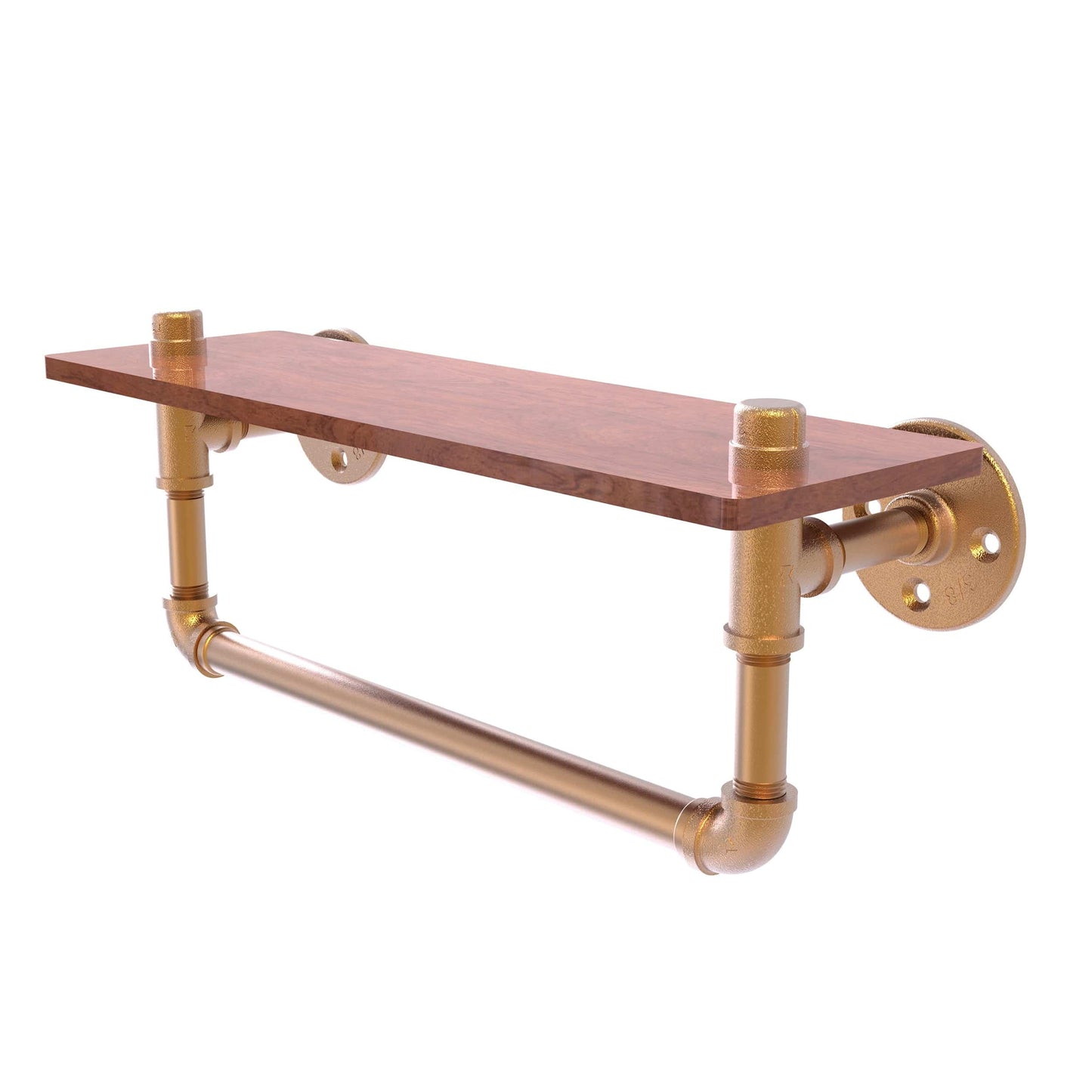 16" Ironwood Shelf with Towel Bar, Brushed Bronze Finish alt 0