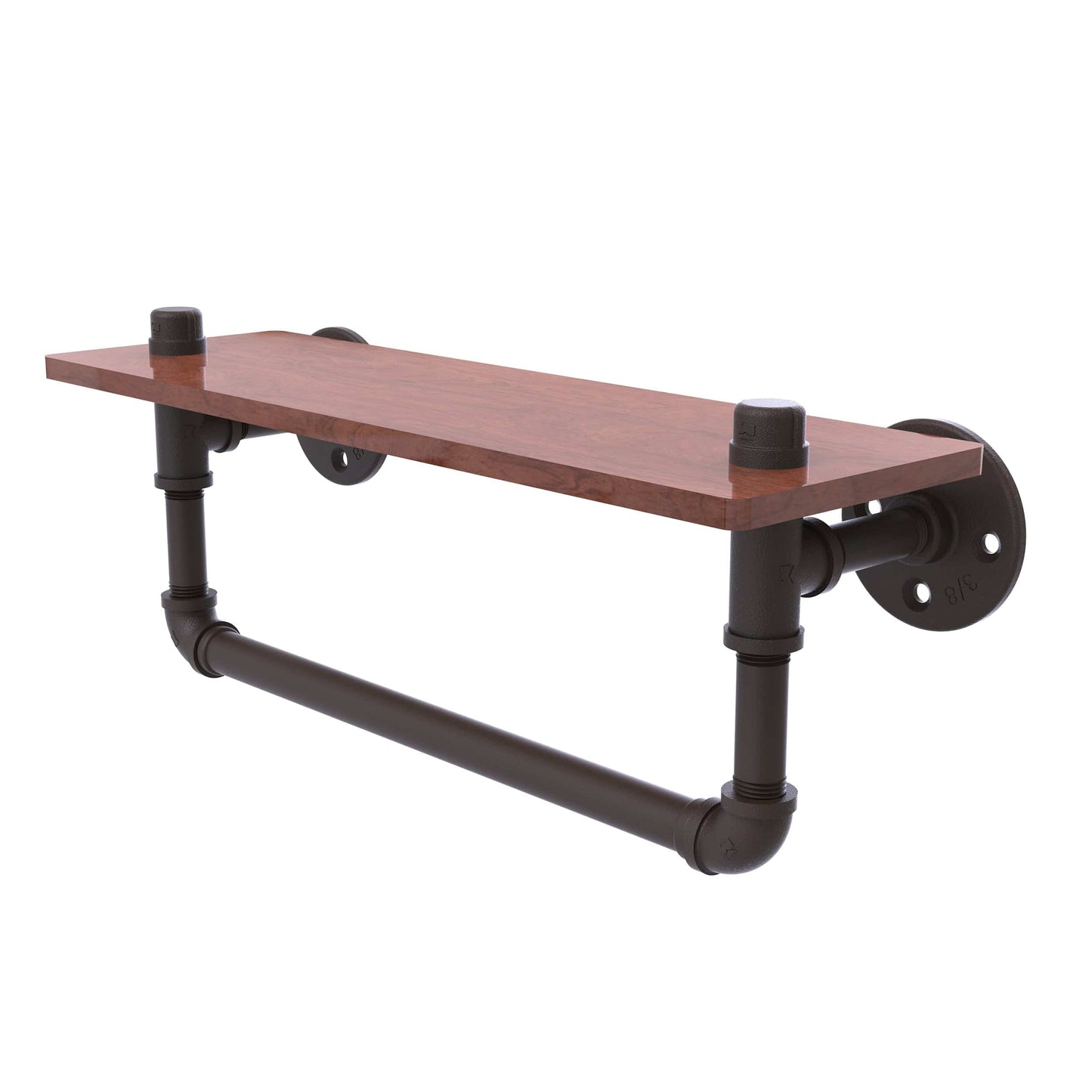 16" Ironwood Shelf with Towel Bar, Oil Rubbed Bronze Finish alt 0