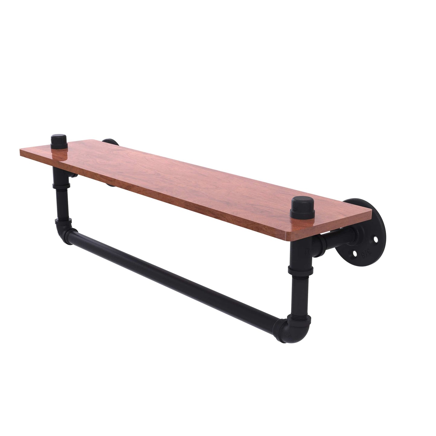 22" Ironwood Shelf with Towel Bar, Matt Black Finish alt 0