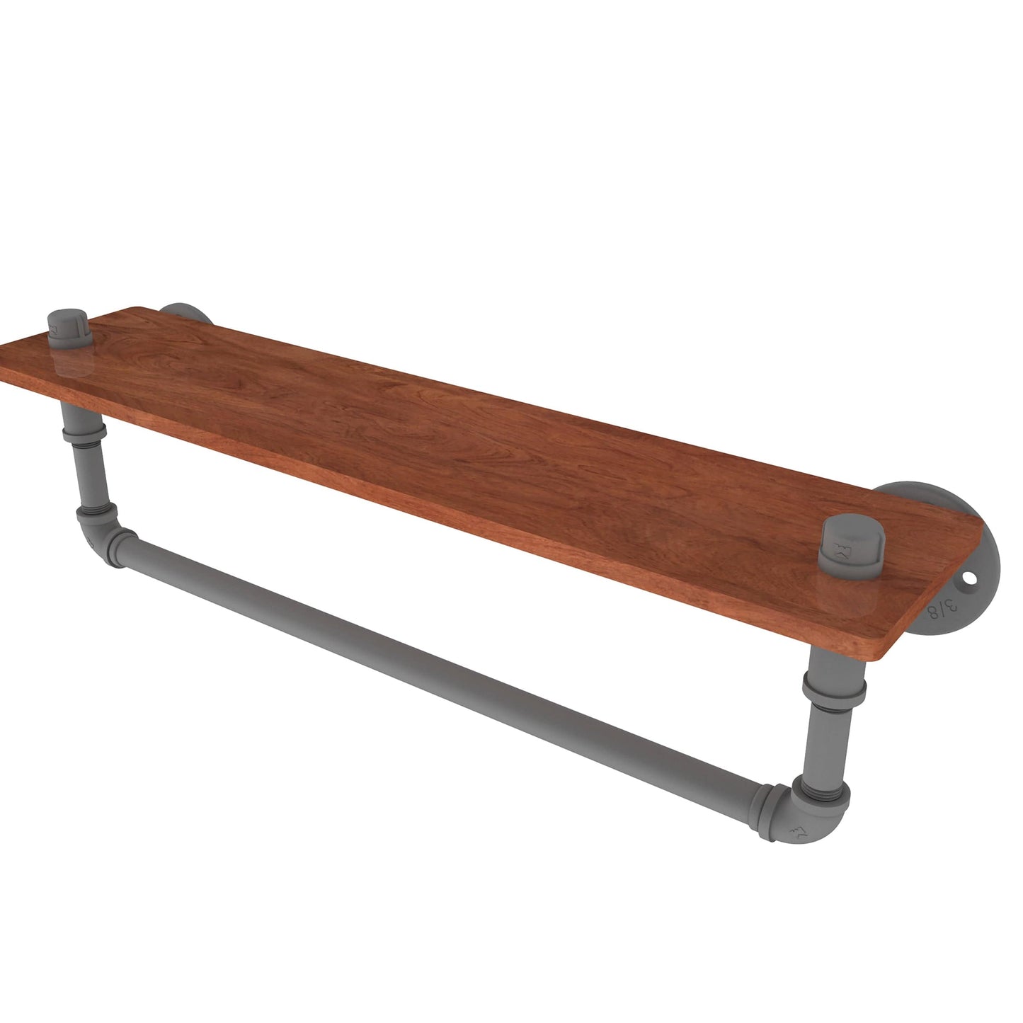 22" Ironwood Shelf with Towel Bar, Matt Gray Finish alt 0