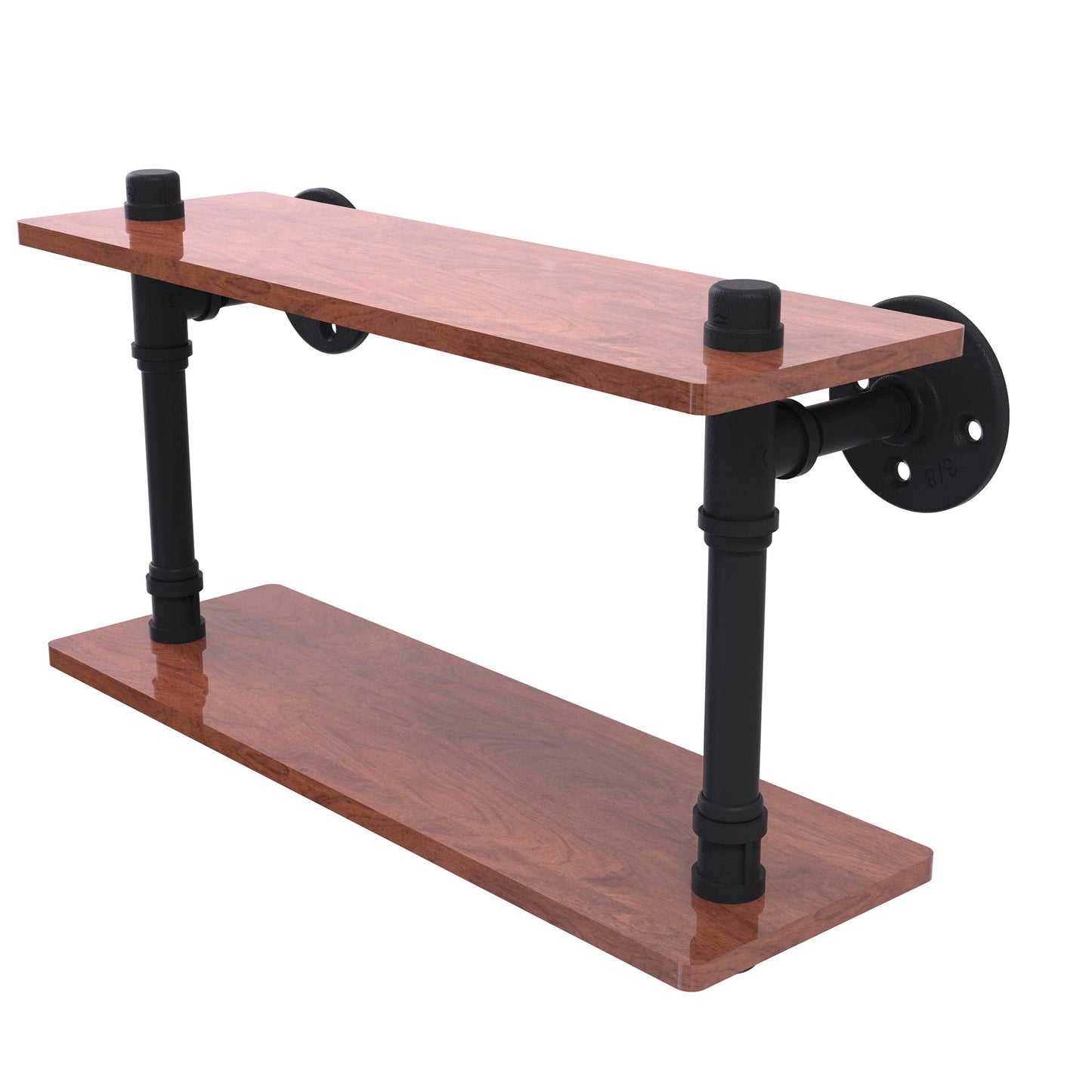 16" Ironwood Double Shelf, Matt Black Finish alt 0