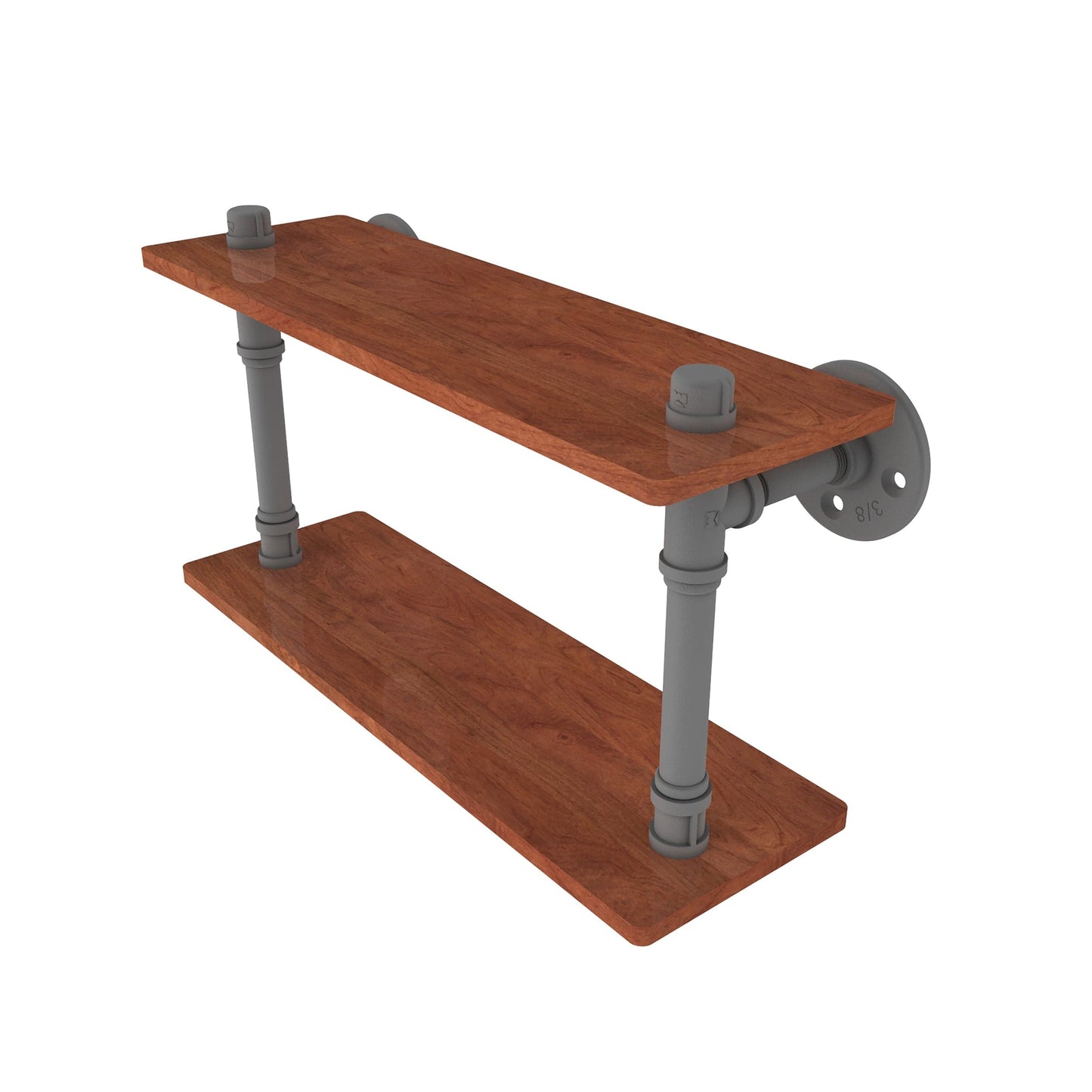 16" Ironwood Double Shelf, Matt Gray Finish alt 0