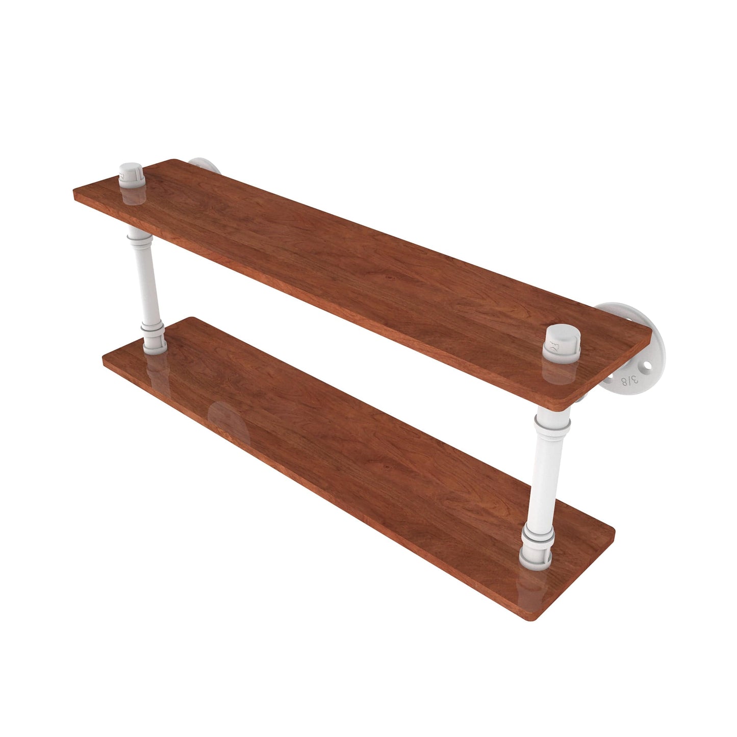 22" Ironwood Double Shelf, Matt White Finish alt 0