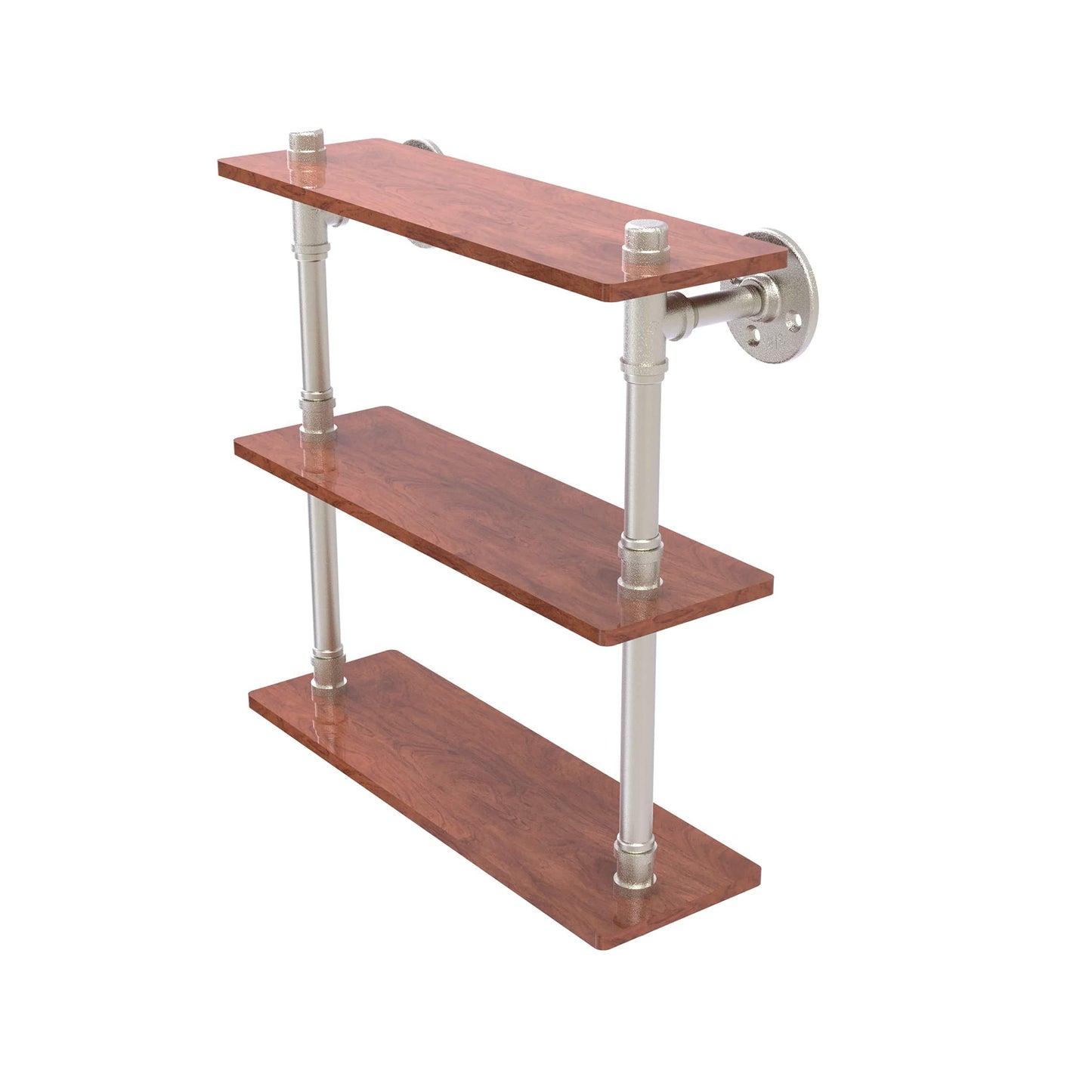 16" Ironwood Triple Shelf, Satin Nickel Finish alt 0
