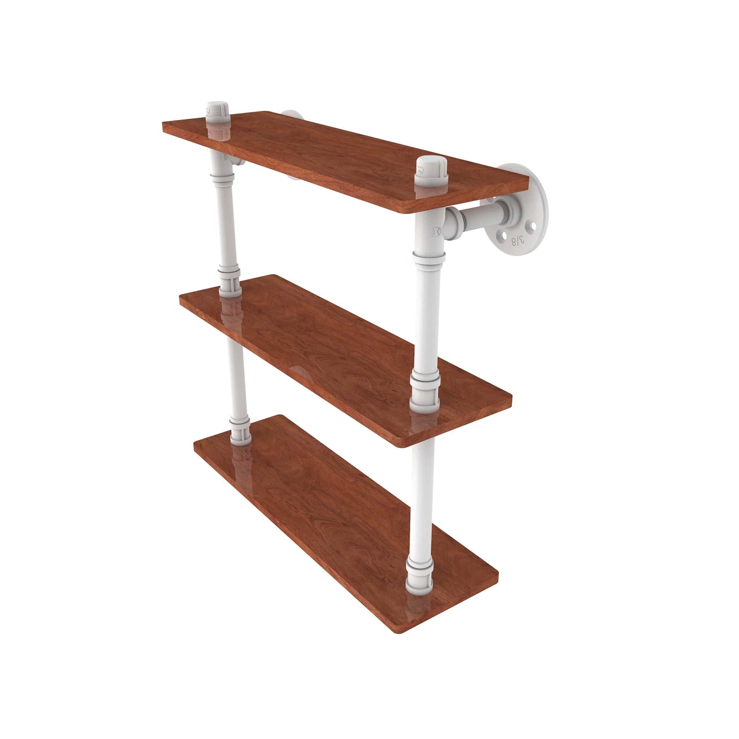 16" Ironwood Triple Shelf, Matt White Finish alt 0