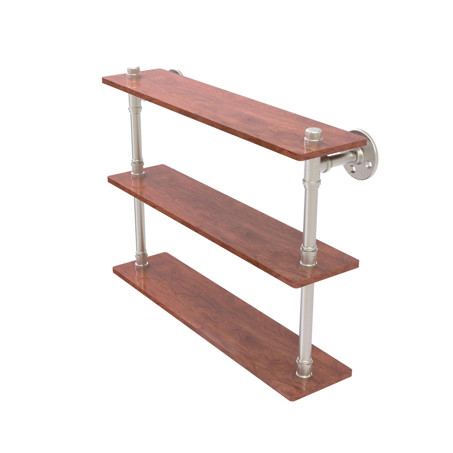 22" Ironwood Triple Shelf, Satin Nickel Finish alt 0