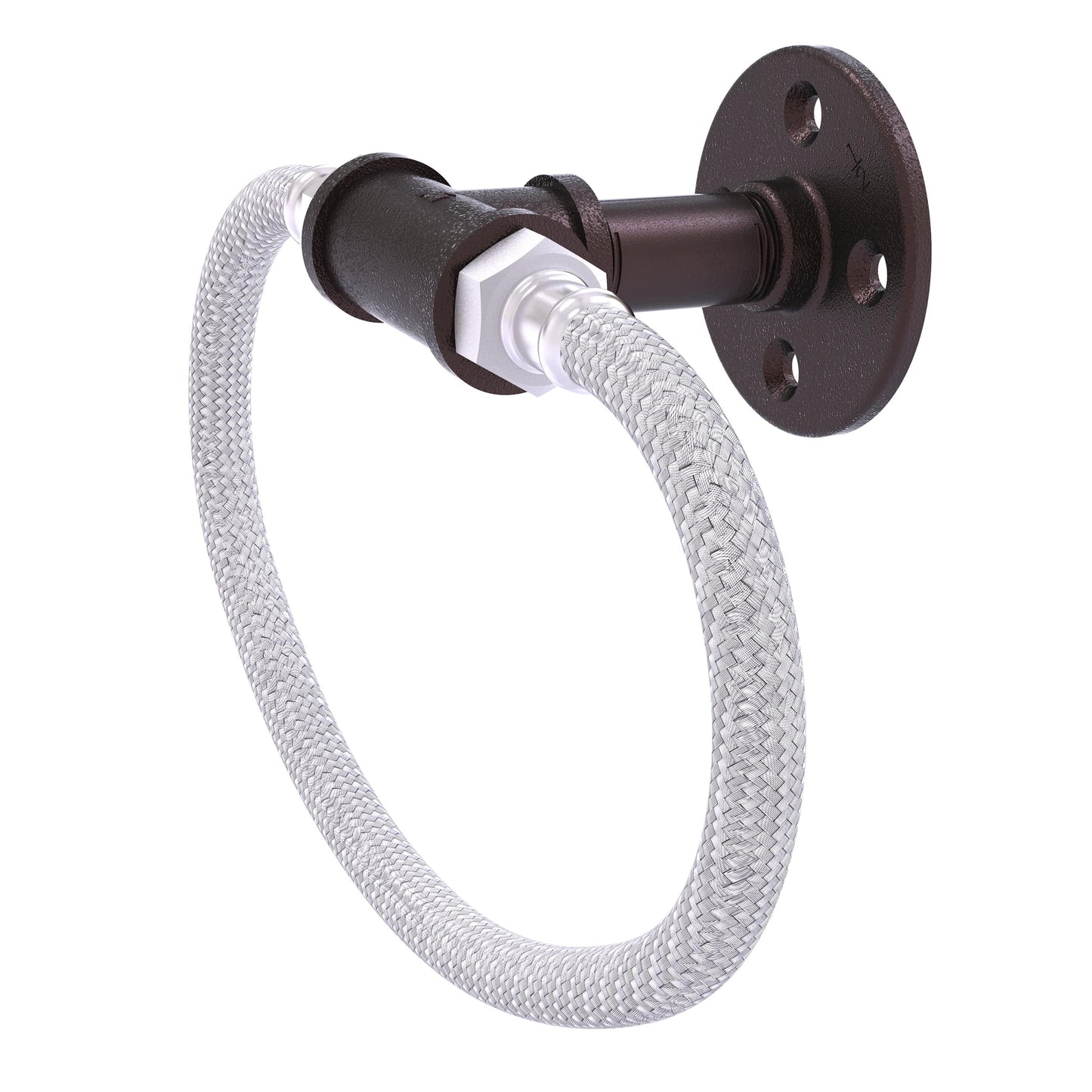 Towel Ring with Stainless Steel Braided Ring, Antique Bronze Finish alt 0