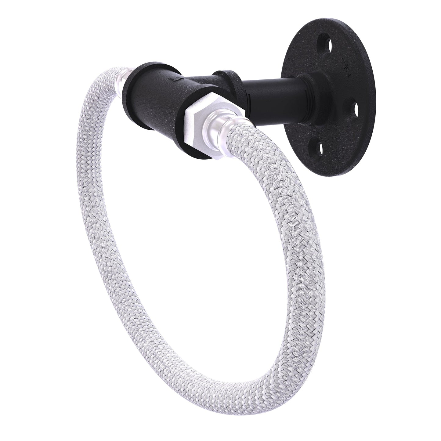 Towel Ring with Stainless Steel Braided Ring, Matt Black Finish alt 0