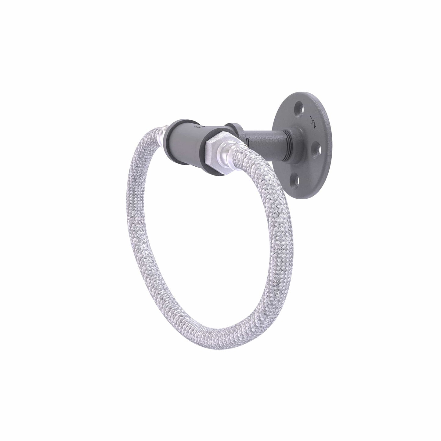 Towel Ring with Stainless Steel Braided Ring, Matt Gray Finish alt 0