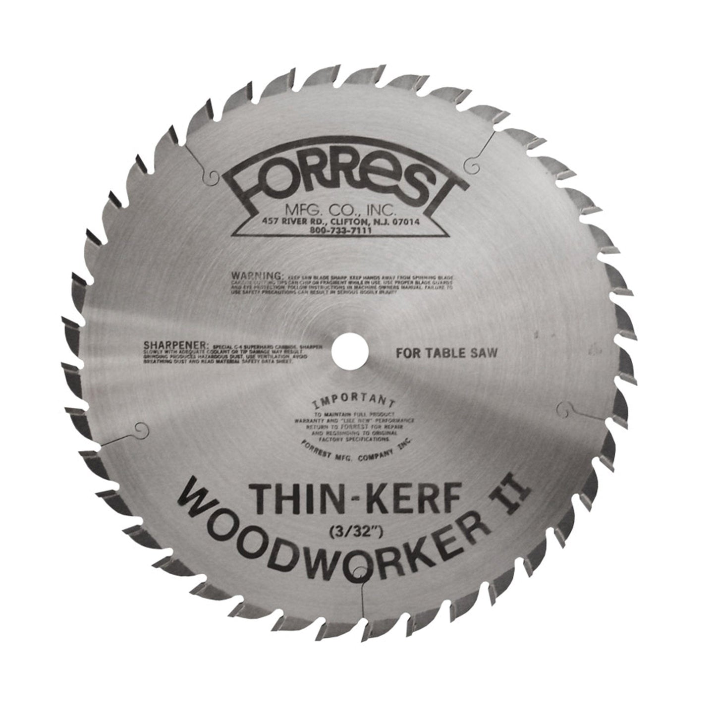 WW08407100 Woodworker II Saw Blade, 8" x 40T, .100 Kerf x 5/8" Bore, ATB alt 100