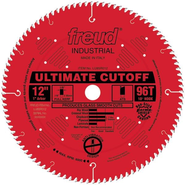 LU85R012 Ultimate Crosscut Saw Blade 12" x 1" Bore x 96 Tooth ATB alt 0