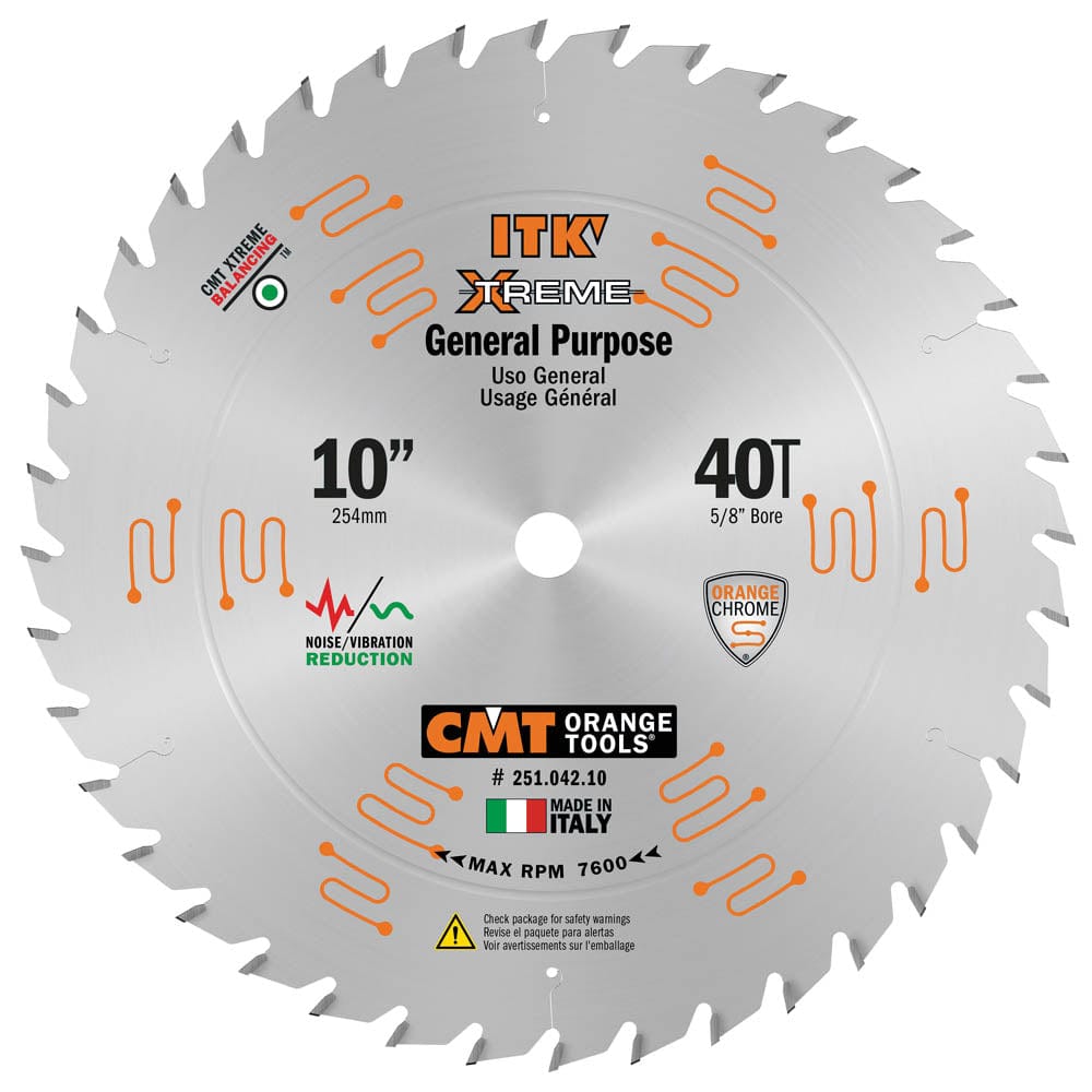 10" x 40T x 5/8" Bore - ITK Xtreme General Purpose Saw Blade - ATB