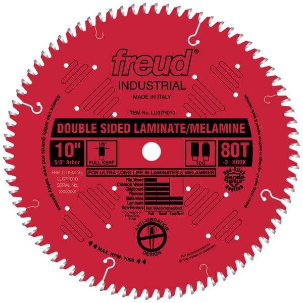 LU97R9010 Double Sided Laminated/Melamine Circular Saw Blade 10" X 5/8" Bore X 80 Tooth TCG alt 0