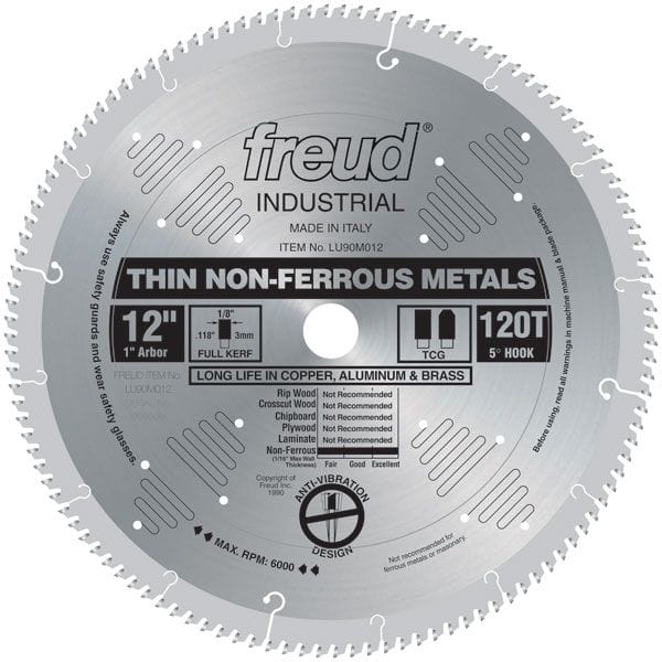 LU90M012 Circular Saw Aluminium Saw Blade 12" x 1" Bore x 120 Tooth TCG alt 0
