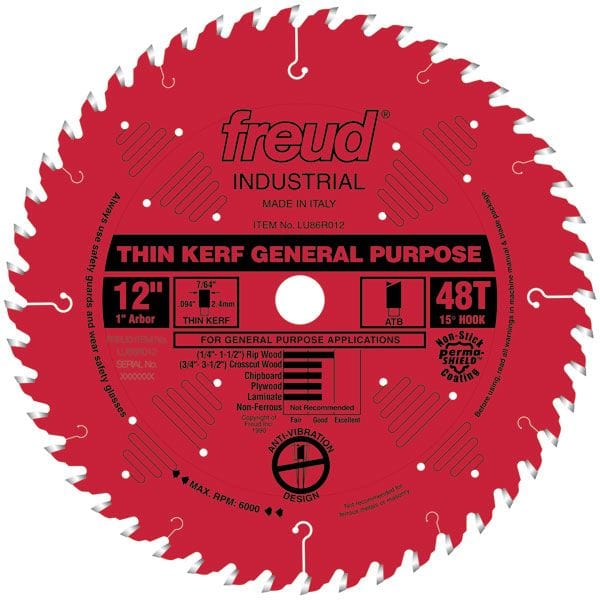 LU86R012 Circular Saw Blade 12" x 1" Bore x 48 Tooth ATB Thin Kerf alt 0