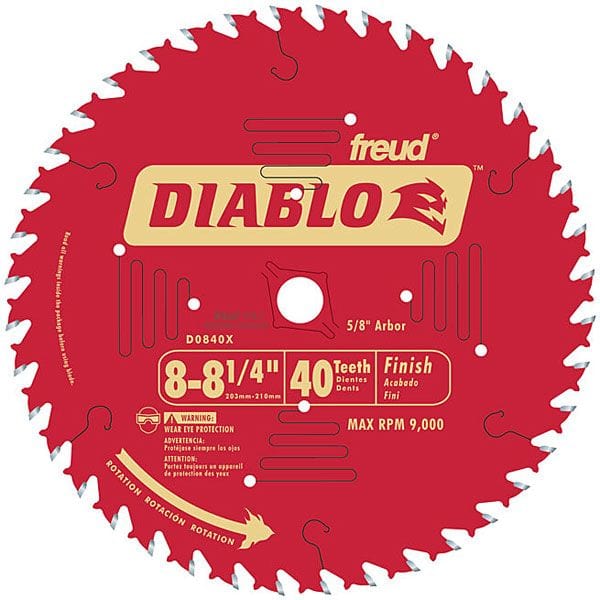 D0840X Diablo Finishing Blade, 8-1/4" diameter, 5/8" arbor, 40 teeth ATB alt 0