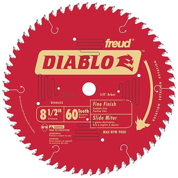 D0860S Diablo Mitre/Sliding Miter Blade, 8-1/2" diameter, 5/8" arbor, 60 teeth ATB alt 0