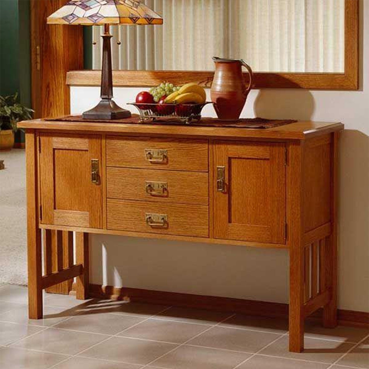 Downloadable Woodworking Project Plan to Build Arts and Crafts Buffet alt 0