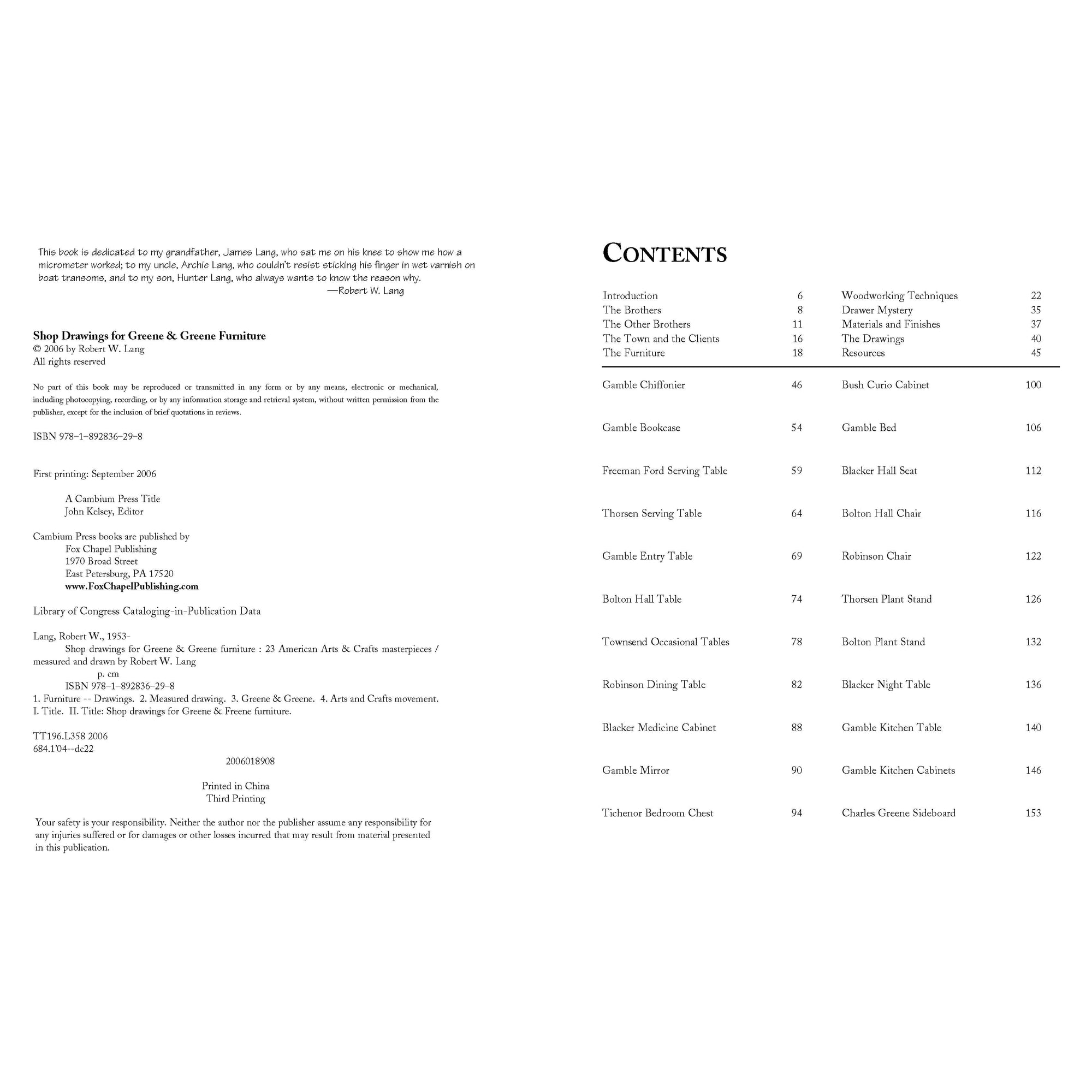 Shop Drawings for Greene and Greene Furniture alt 0