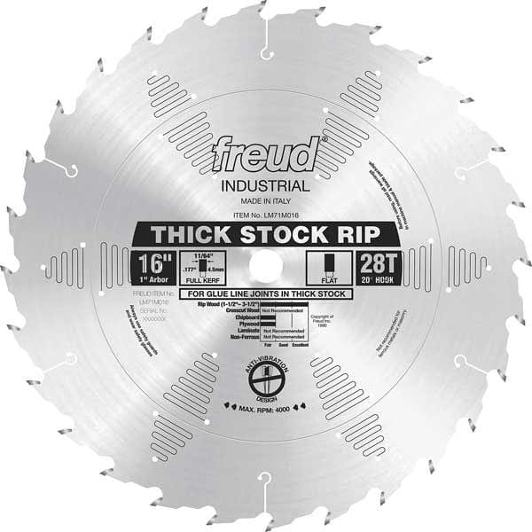 LM71M016 Industrial Thick Stock (1-1/2" to 3-1/2") Ripping Blade, 16" diameter, 1" arbor alt 0