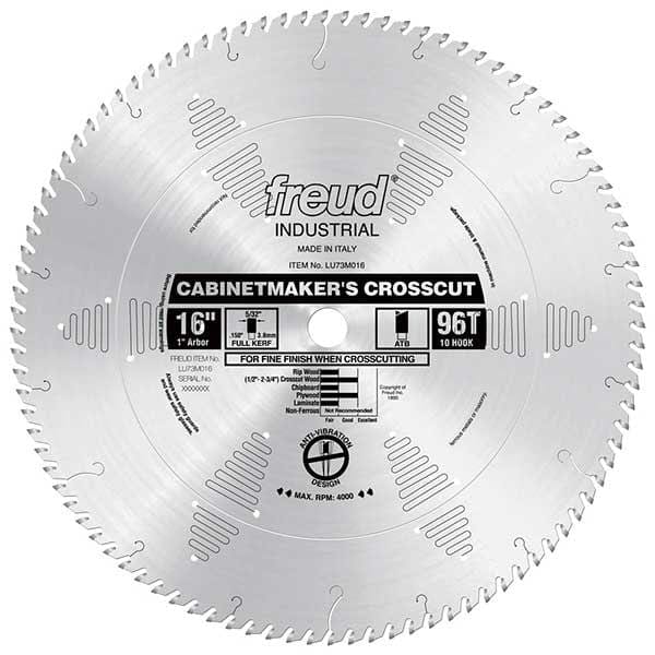 LU73M016 Industrial Cabinetmaker's Crosscut Wood Blade, 16" diameter, 1" arbor, 96 teeth ATB alt 0
