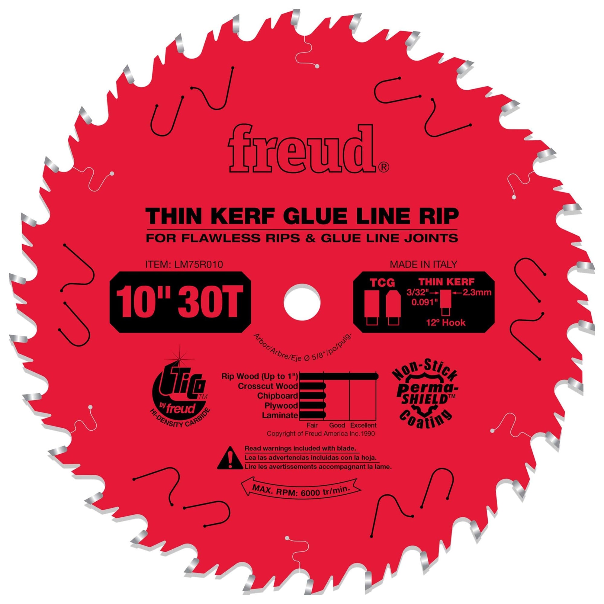 LM75R010 Glue Line Ripping Saw Blade 10" x 5/8" Bore x 30 Tooth Thin Kerf alt 0