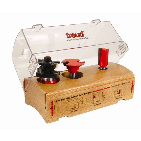 98-307 Three Piece Full Lite French Door Router Router Bit Set Roundover alt 0