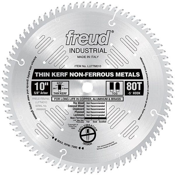 LU77M010 Industrial Non-Ferrous/Alumimum Blade, 10" D 5/8" Arbor 80T alt 0